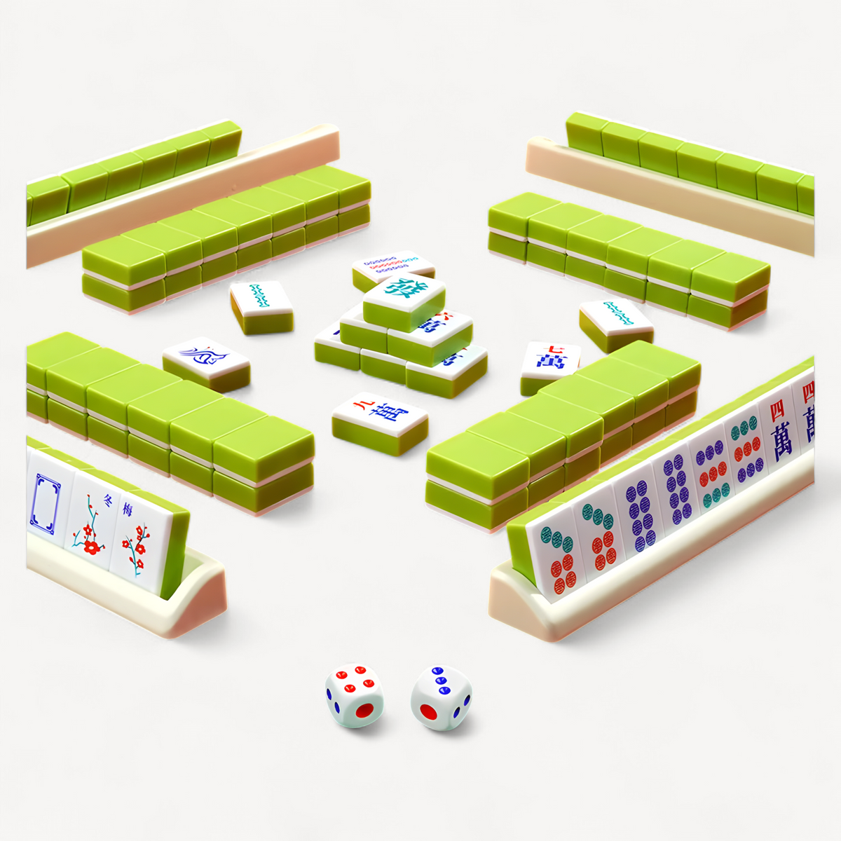 144-piece mahjong set, portable travel mahjong, table game for gatherings, Halloween and Christmas gift (mahjong tile holder)