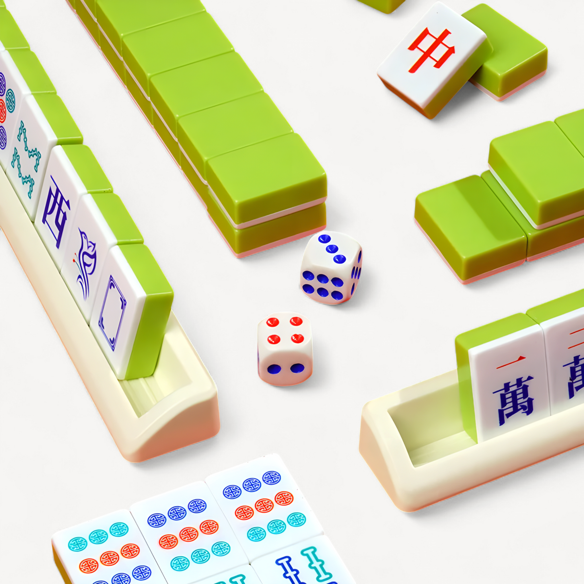 144-piece mahjong set, portable travel mahjong, table game for gatherings, Halloween and Christmas gift (mahjong tile holder)
