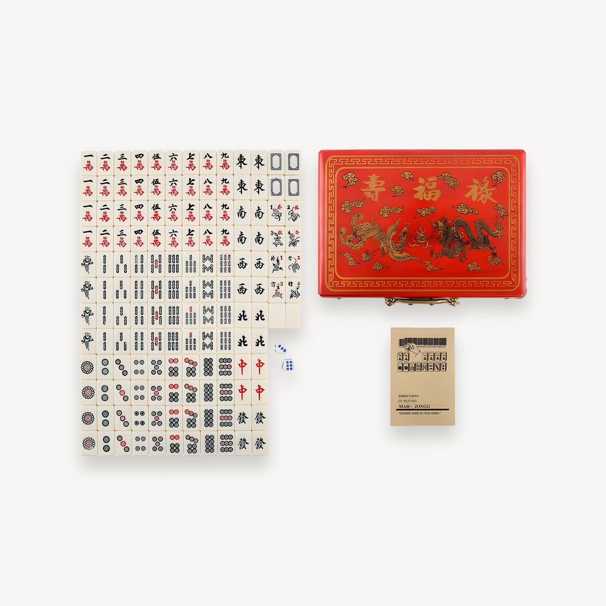 144 Tiles Mini Chinese Numbered Mahjong Set with Antique Storage Box Chinese Traditional Mahjong Family Tabletop Game Leisure (antique box mahjong set)