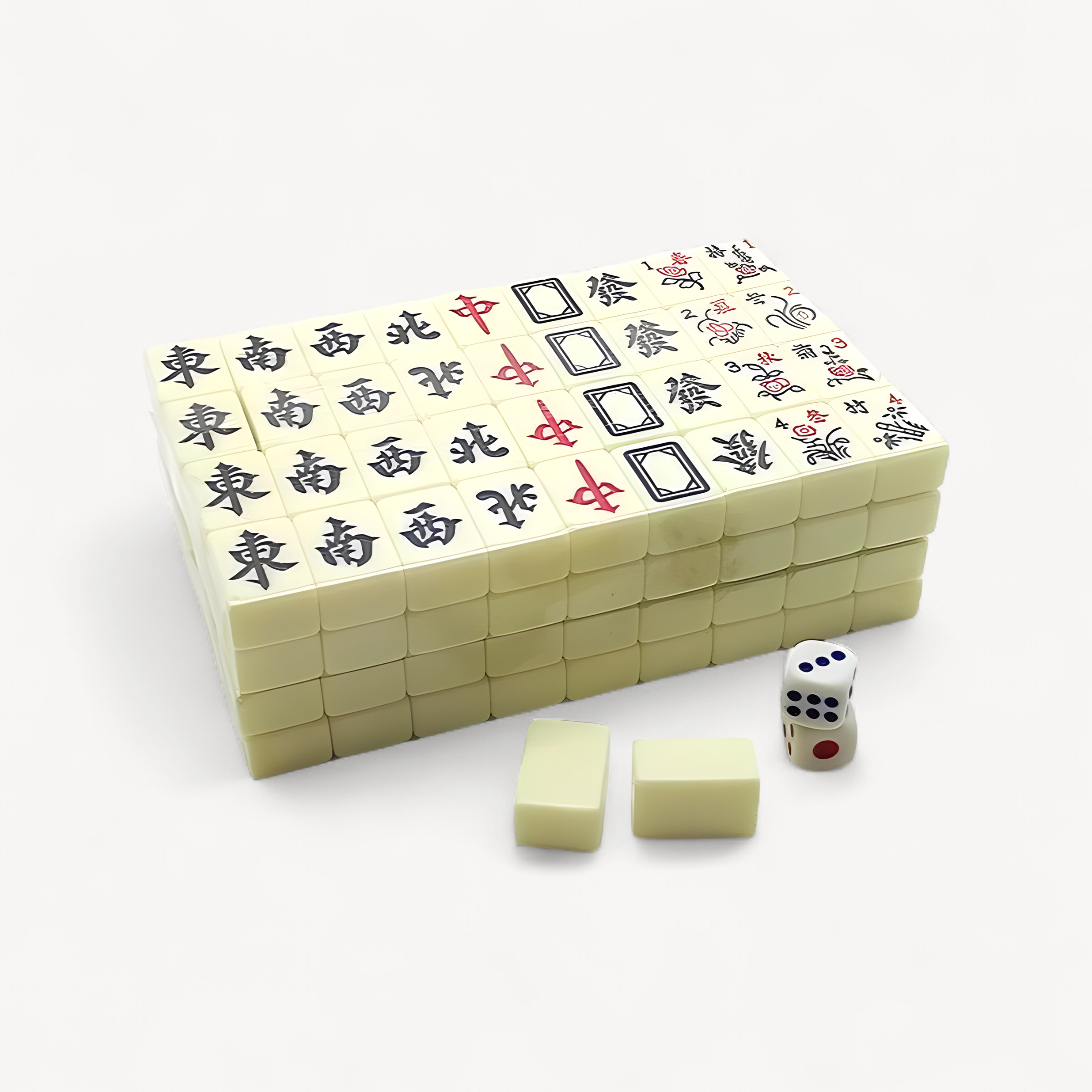 144 White Engraved Mini Tiles for Family Gathering for Chinese Style Board Game Family Leisure Time Chinese Mahjong Game Set (mini engraved mahjong set)