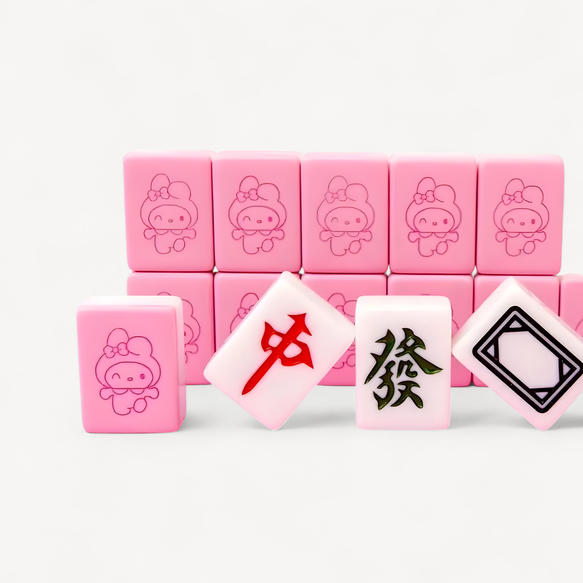 144pcs Sanrio Mahjong Full Set Hello Kitty My Melody Mini 26mm Portable Red Pink Mahjong Toys Family Party Games Christmas Gifts (sanrio mahjong set)