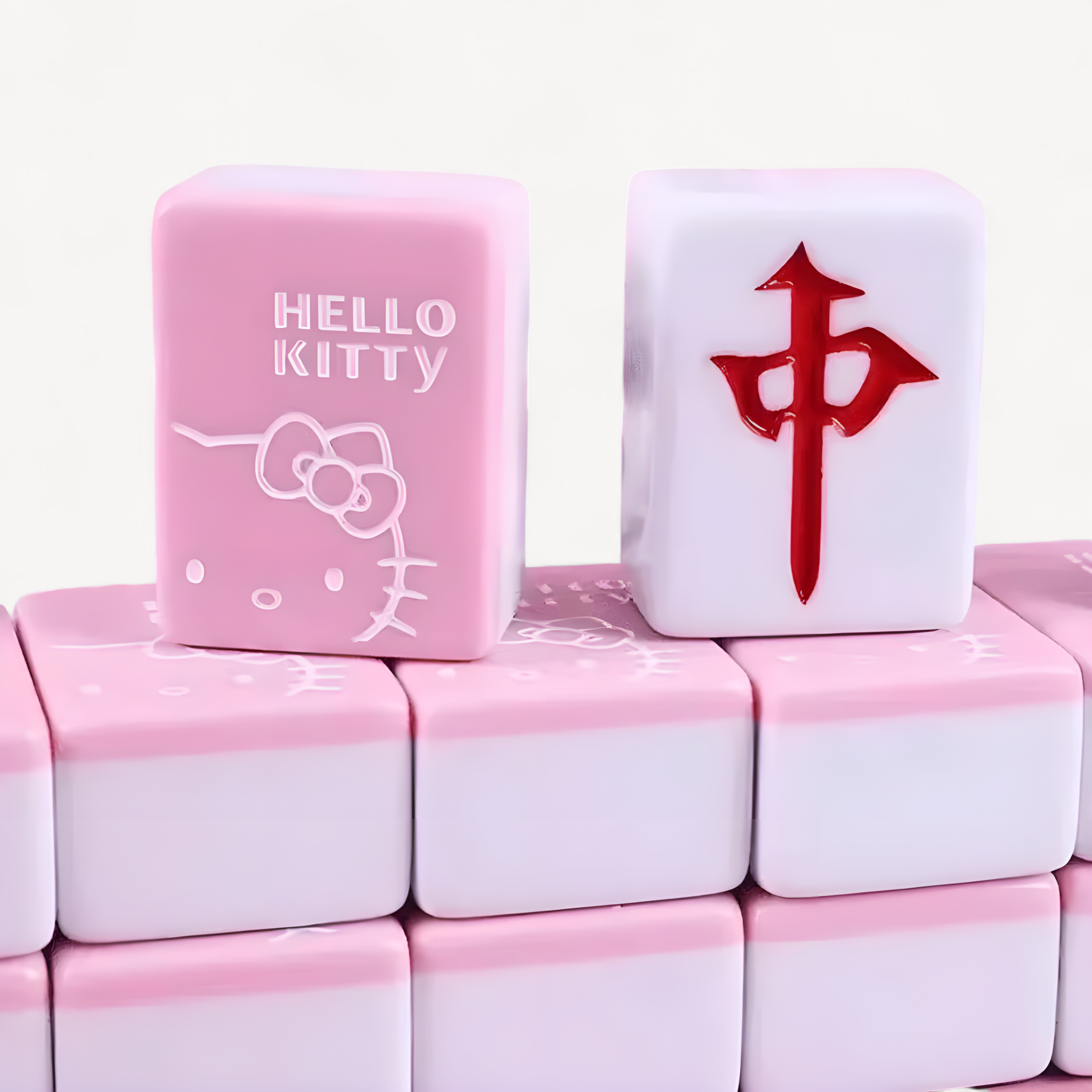 144pcs Sanrio Mahjong Full Set Hello Kitty My Melody Mini 26mm Portable Red Pink Mahjong Toys Family Party Games Christmas Gifts (sanrio mahjong set)