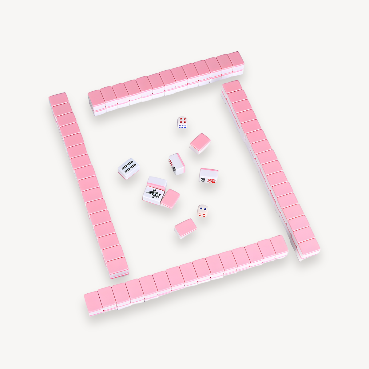 24mm Household Mahjong Tile Hand Rubbing Green Blue Pink Adult Mahjong Game Full Set 144Blocks Cartoon Mahjong Cards Friend Gift (green mahjong tiles)