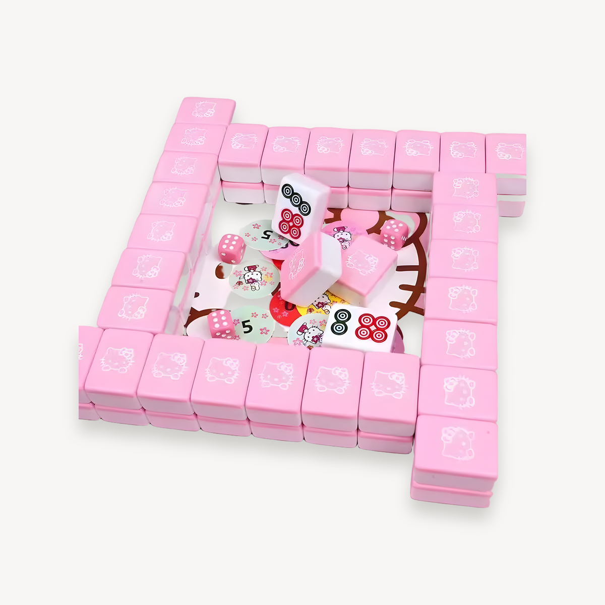 26mm Mini 144pcs Sanrio My Melody Mahjong Set Hello Kitty Portable Travel Mahjong Board Game for Gathering Christmas Gift Toys (hello kitty memory match mahjong)