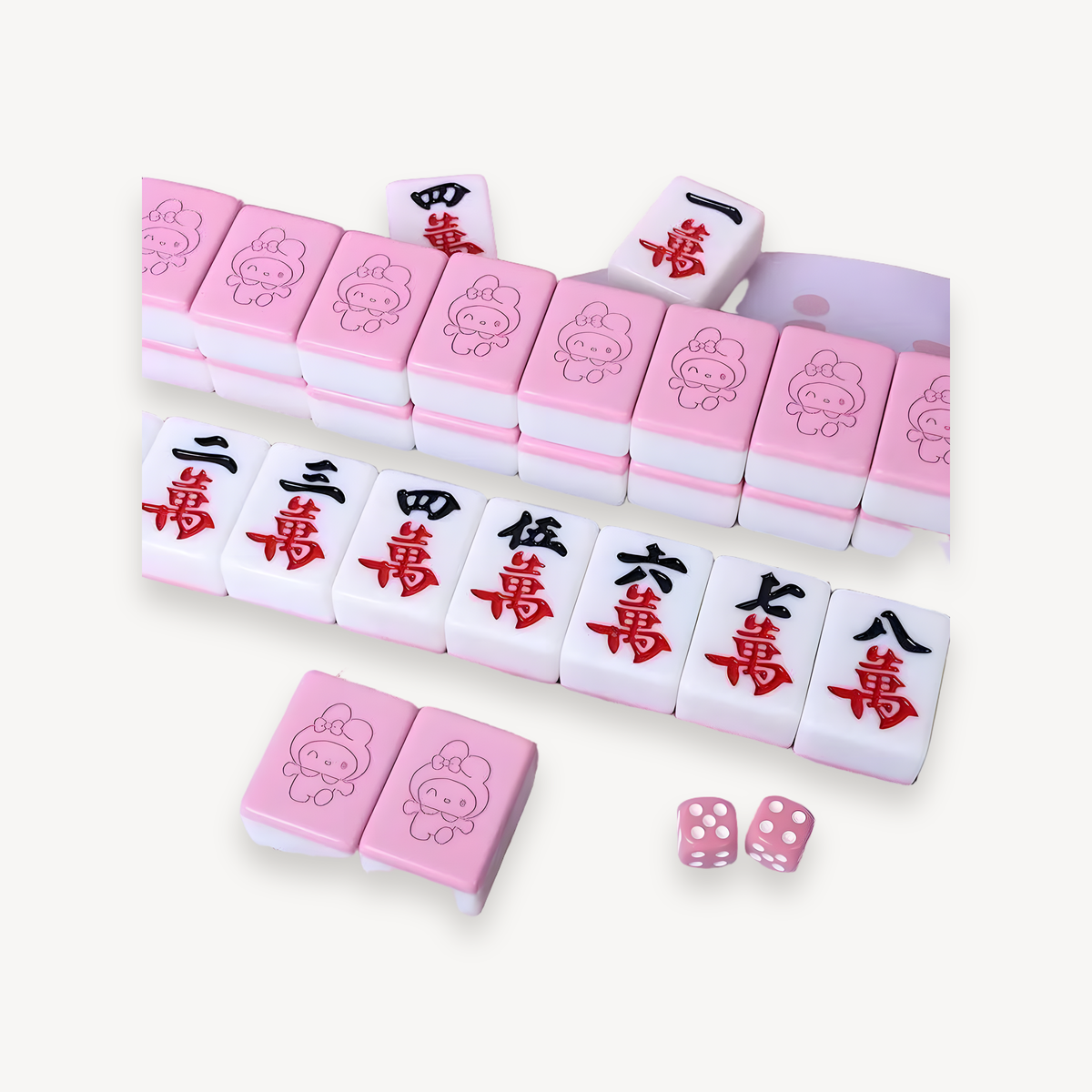 26mm Mini 144pcs Sanrio My Melody Mahjong Set Hello Kitty Portable Travel Mahjong Board Game for Gathering Christmas Gift Toys (hello kitty memory match mahjong)