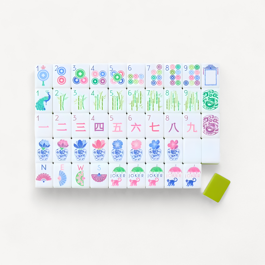 4-Layer Acrylic American Mahjong Tiles 160pcs Apple Green Hand-Rubbed Mahjong Portable Travel Board Game Set for Party Adults (apple green mahjong tiles)
