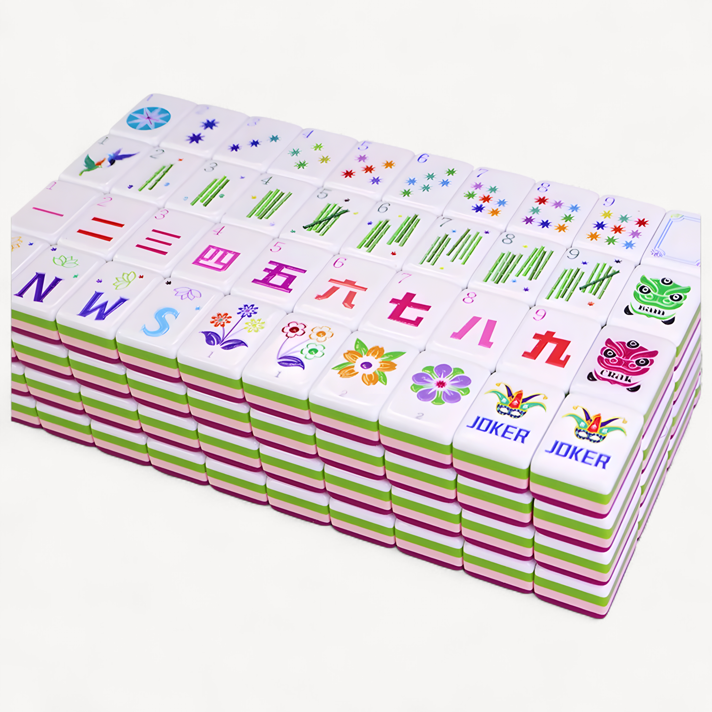 4 Layer Acrylic Mahjong Game American Mahjong Tile Set for Adults 160pcs Mahjong Tiles with Magenta Back Portable Travel Set (american mahjong set adults)