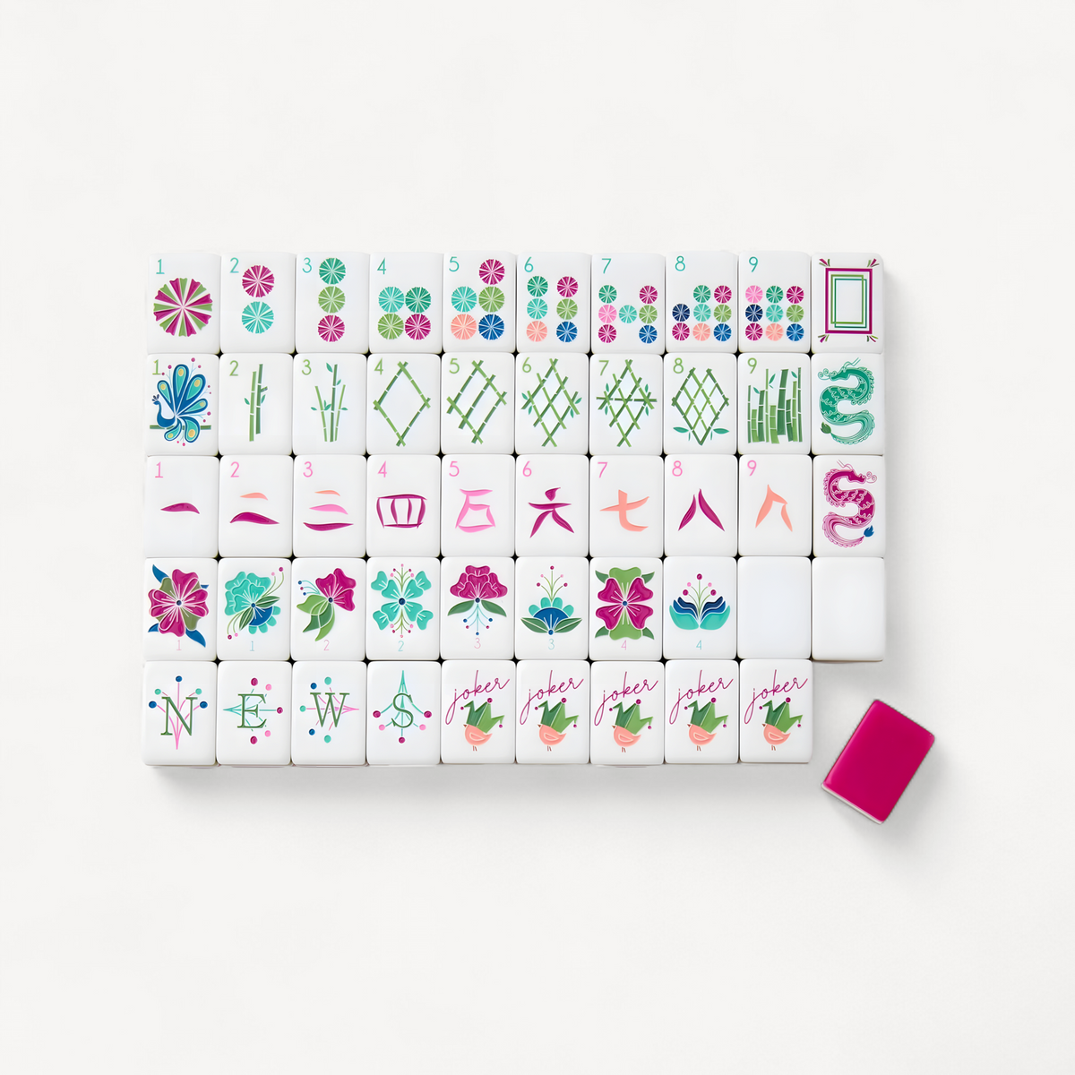 Green Acrylic Mahjong Set, 160 Tiles, 31.5 mm | Verbena
