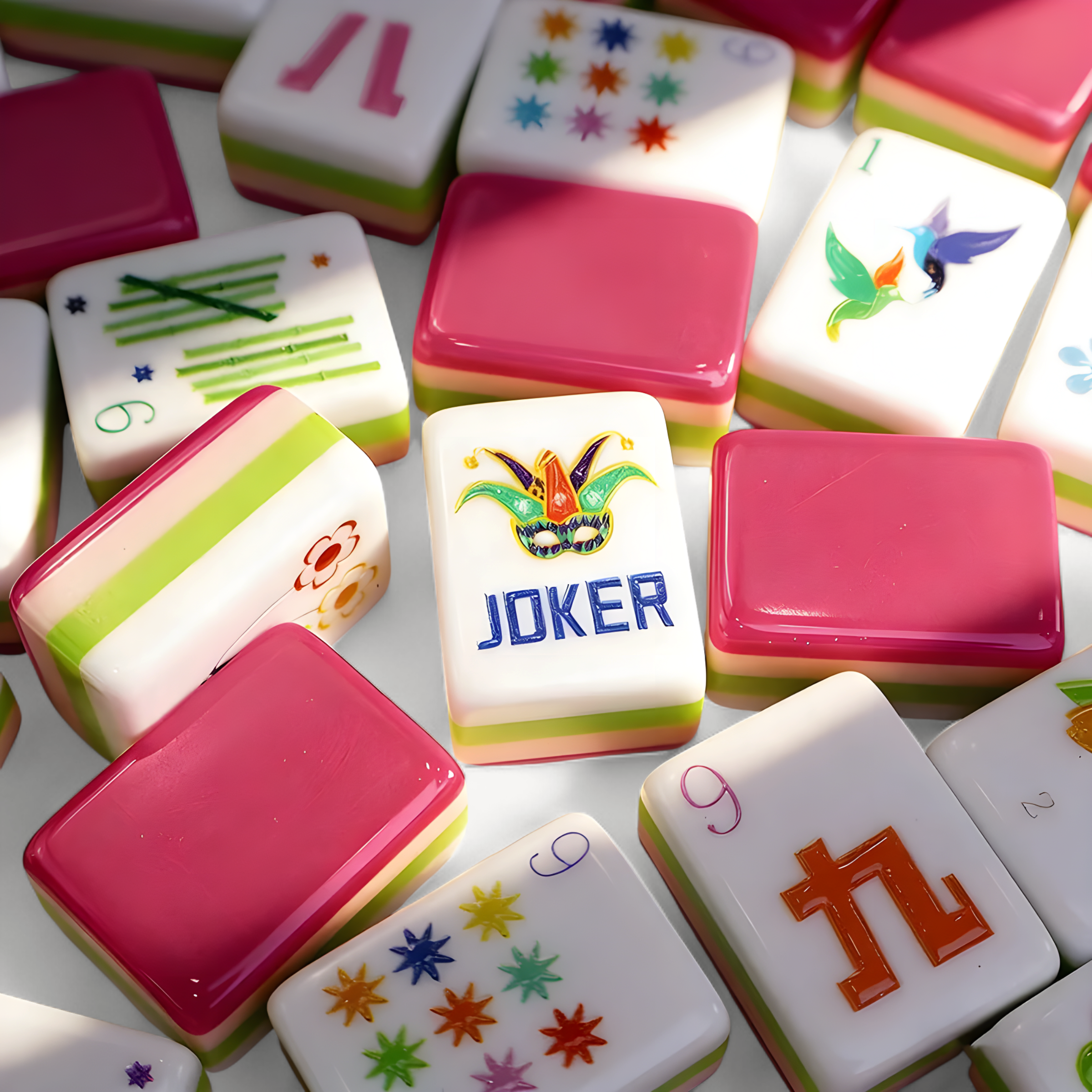 4 Layer Acrylic Mahjong Game American Mahjong Tile Set for Adults 160pcs Mahjong Tiles with Magenta Back Portable Travel Set (american mahjong set adults)