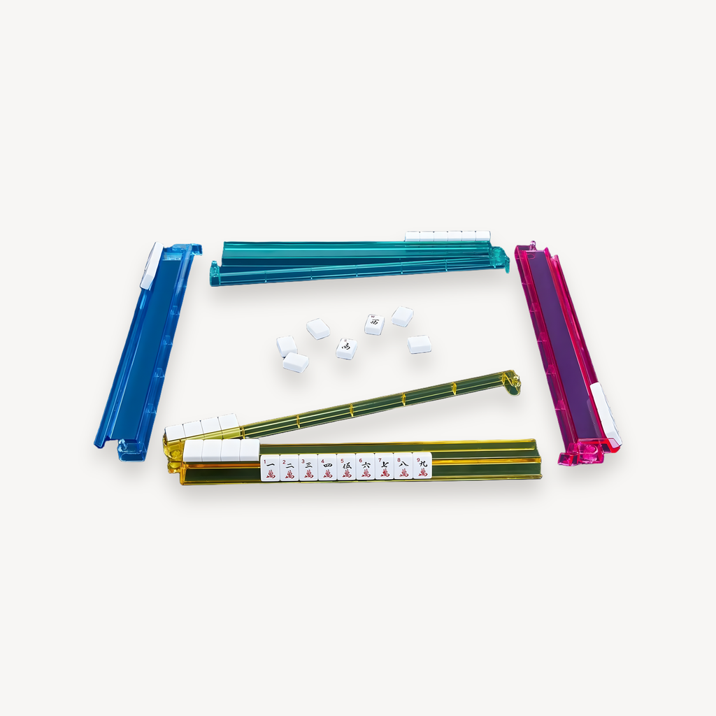 4PCS 2In1 Mahjong Racks Pushers Set Acrylic Storage Organizer Board Game Accessories Mah Jongg Toy Accessories (mahjong rack storage organizer)