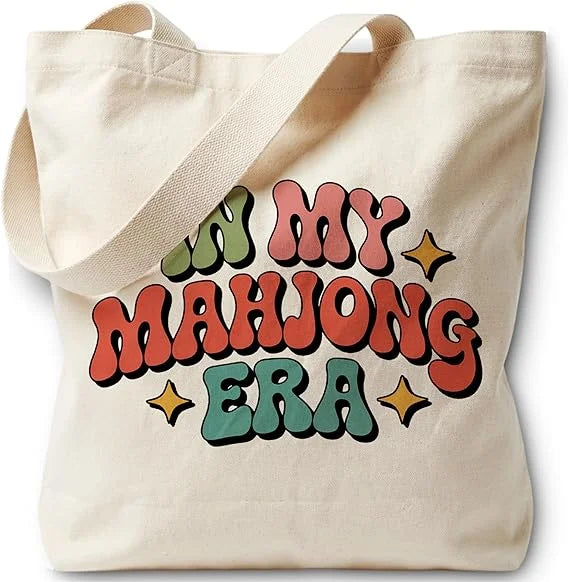 Mahjong Cocktail Tote Bag, Printed Canvas