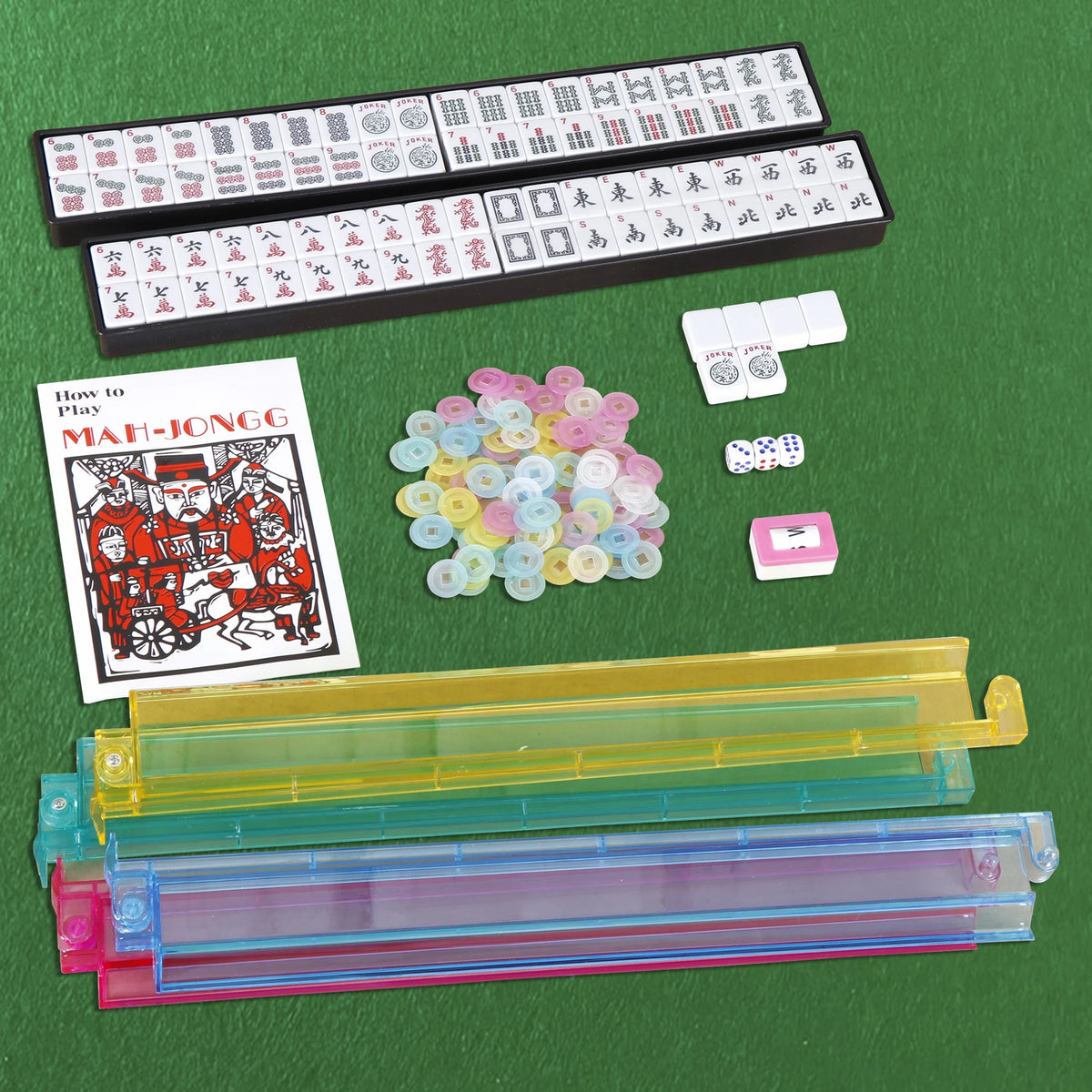 American Mahjong Full 166 Piece Set Collectible Tiles with Pushers for Family Playing (american mahjong collectible tiles)