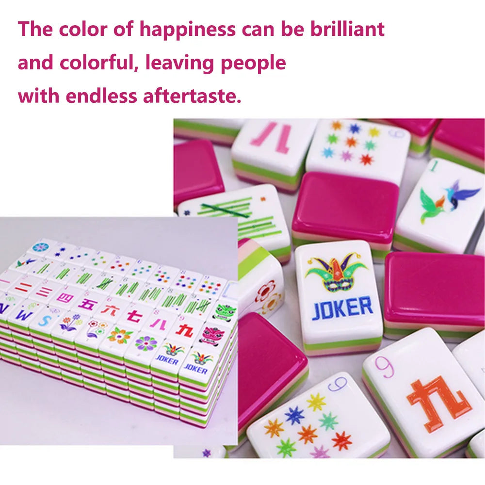 4 Layer Acrylic Mahjong Game American Mahjong Tile Set for Adults 160pcs Mahjong Tiles with Magenta Back Portable Travel Set (american mahjong set adults)