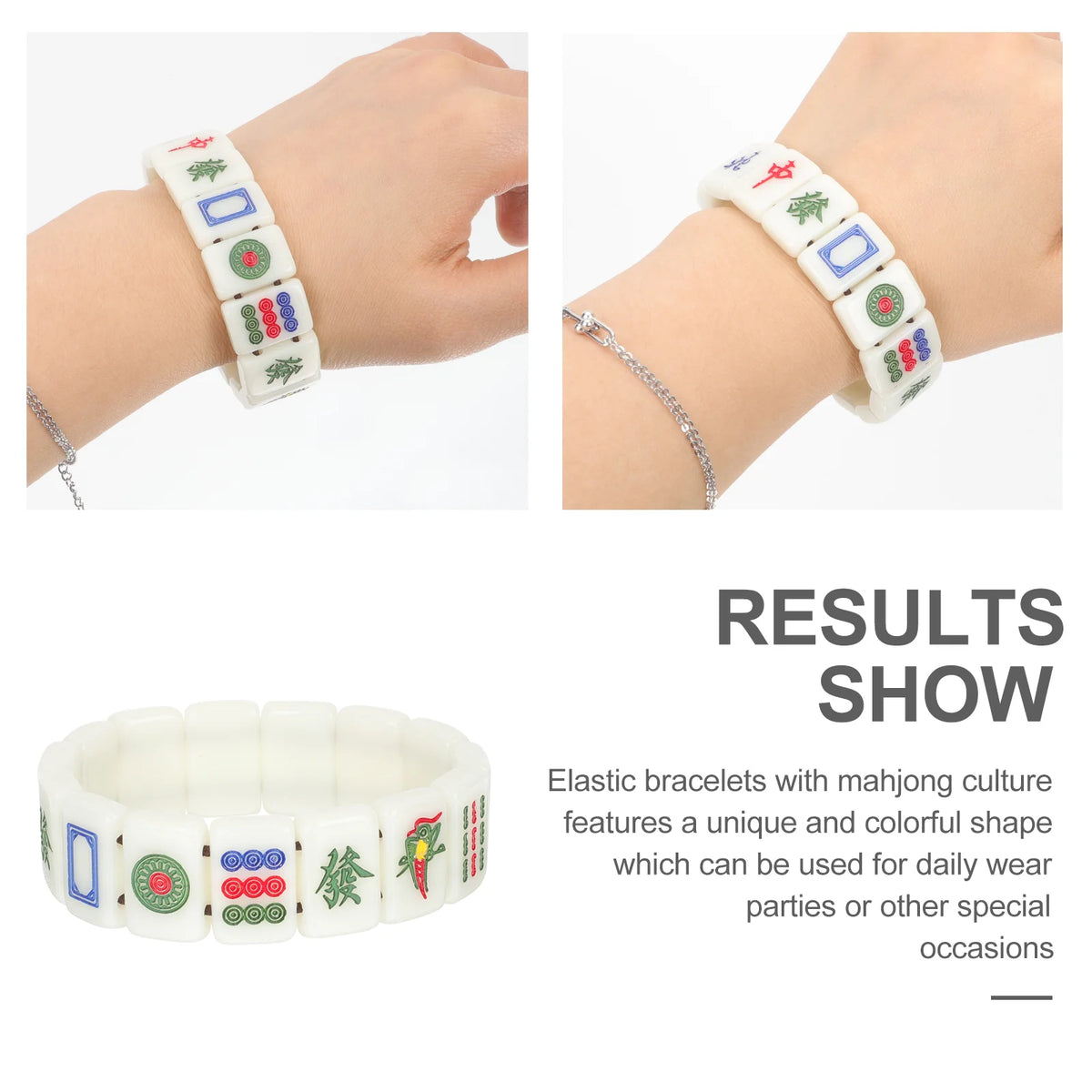 Elastic Acrylic Mahjong Bracelet For Men Couples Mahjong Tiles Fashion Jewelry Accessories Wrist Chains Gift Bracelets (mahjong tile bracelet)