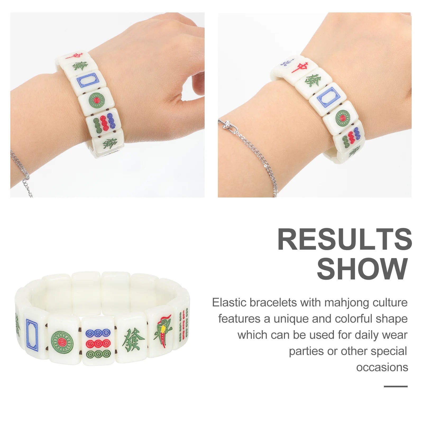 Elastic Acrylic Mahjong Bracelet For Men Couples Mahjong Tiles Fashion Jewelry Accessories Wrist Chains Gift Bracelets (mahjong tile bracelet)
