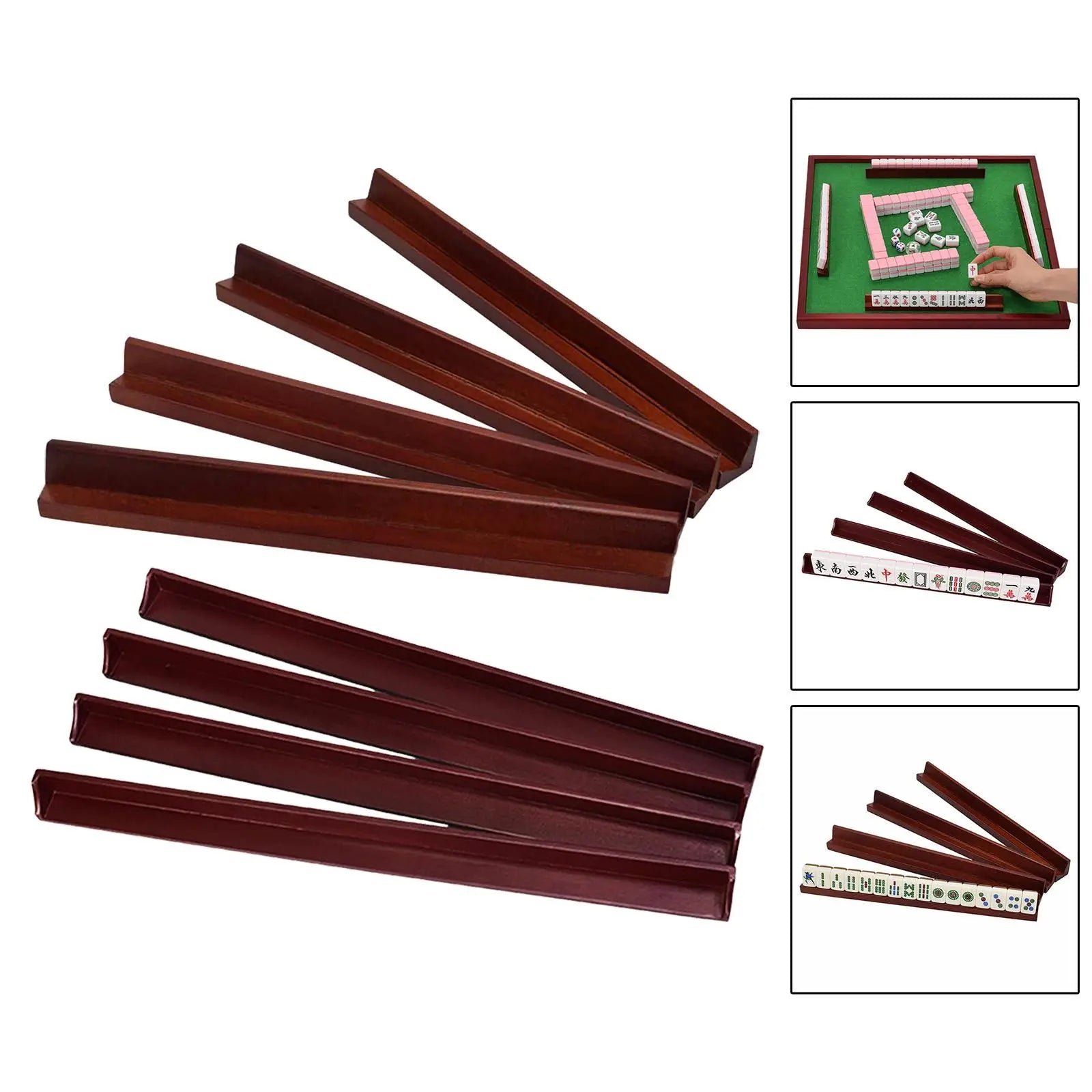 4 Pieces Wooden Mahjong Game Racks Stand Lightweight Mahjong Holder for Entertainment Home Holiday Mahjong Games Indoor Activity (wooden mahjong rack)