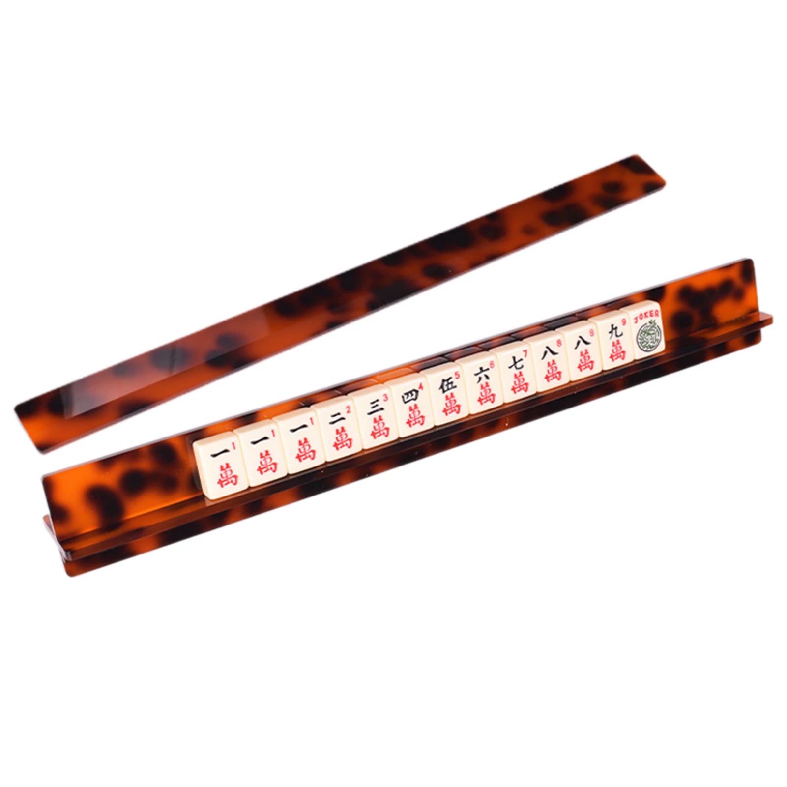 Tortoise-Shell Acrylic Mahjong Rack With Fully Detachable Magnetic Pushers Family Game Night Fun（Product Is Sold Separately） (mahjong rack detachable pusher)