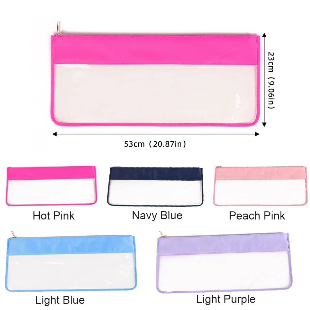 Transparent PVC Window Nylon Top Mahjong Tiles Storage Bag Large Capacity Clear Vinyl Flat Zipper Mahj Bag Stitched Mahjong Bag (clear mahjong tile bag)