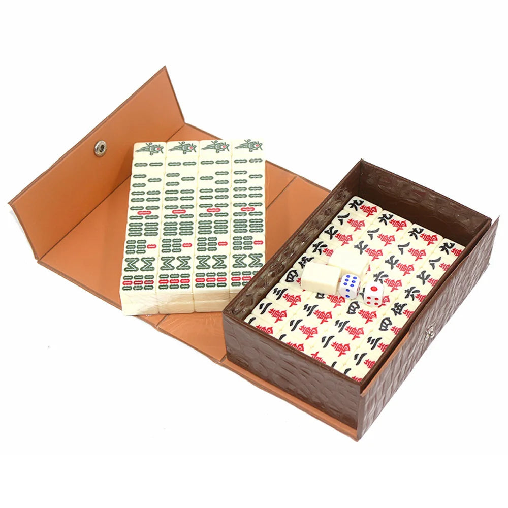 Chinese Mahjong Game Set 144 White Engraved Mini Tiles for Family Gathering for Chinese Style Board Game Family Leisure Time (white mahjong tiles set)
