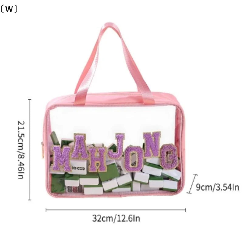 〔W〕Mahjong Tile Bag Waterproof Large Mahjong Tile Holder Portable Organizer Case For Business Studio Home Travel Adults Teens (mahjong tile organizer bag)