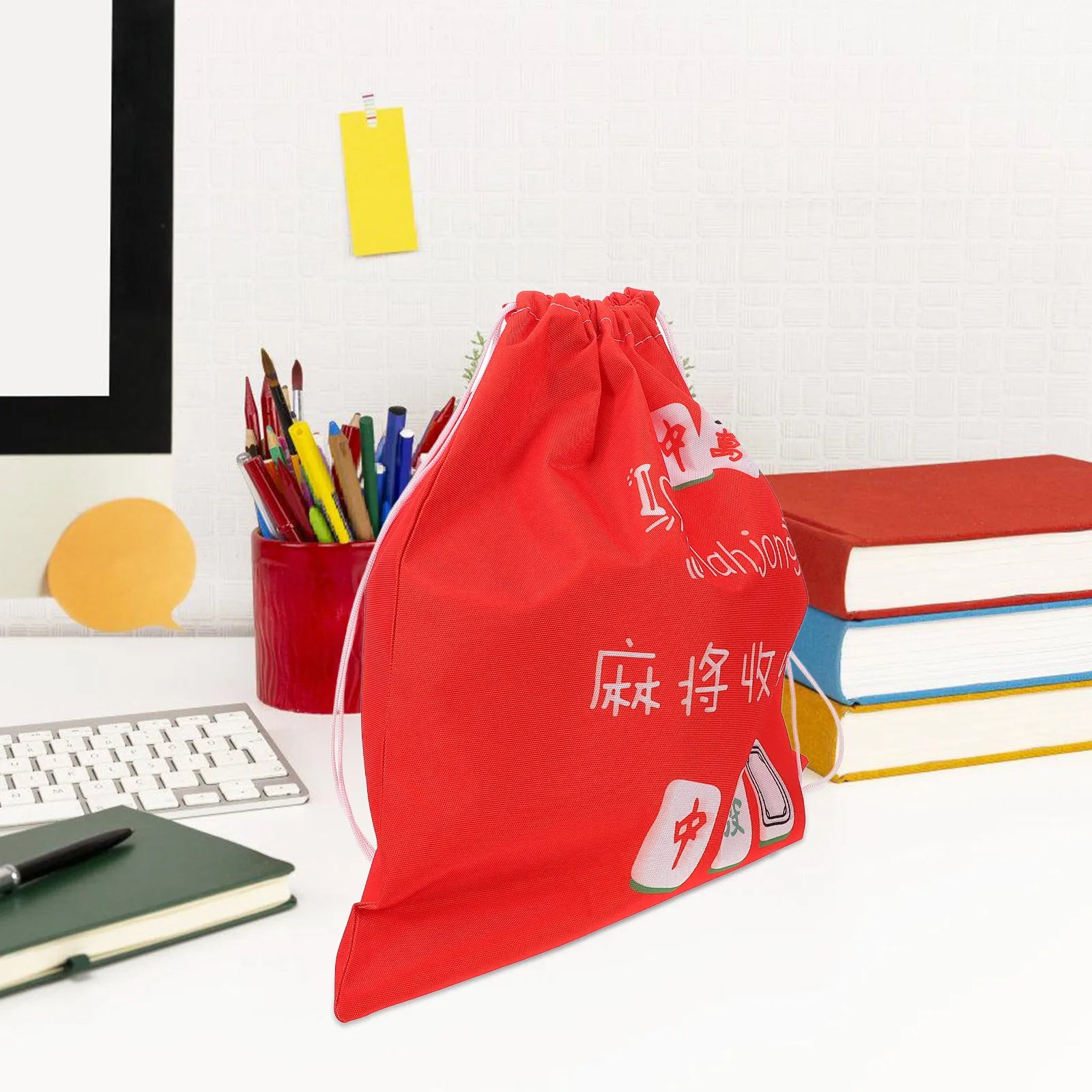 Portable Mahjong Storage Bag Oxford Fabric Drawstring Organizer Lightweight Foldable Mahjong Holder Travel Carry Pouch for Tiles (portable mahjong storage bag)