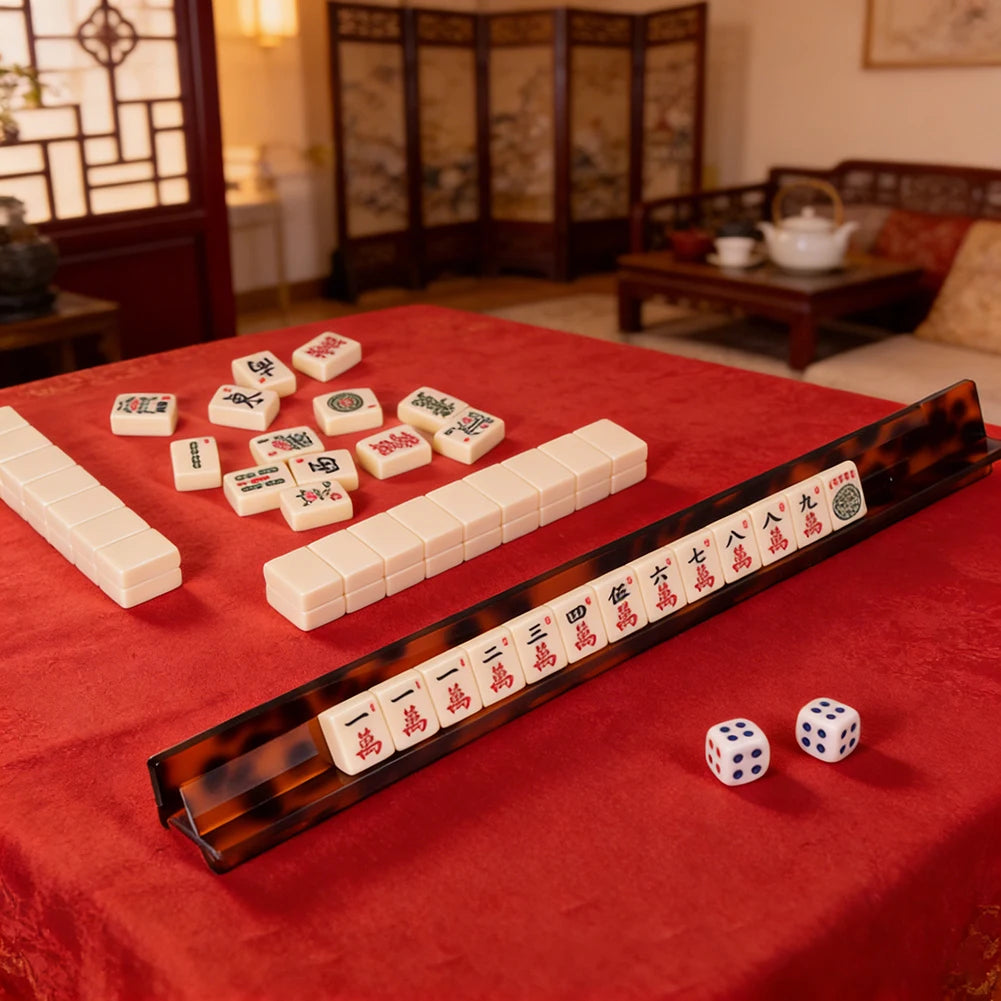 Tortoise-Shell Acrylic Mahjong Rack With Fully Detachable Magnetic Pushers Family Game Night Fun（Product Is Sold Separately） (mahjong rack detachable pusher)