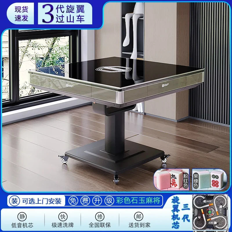 Rotor mahjong machine Fully automatic home roller coaster dining table Dual-purpose folding bass electric mahjong table (mahjong dining table)