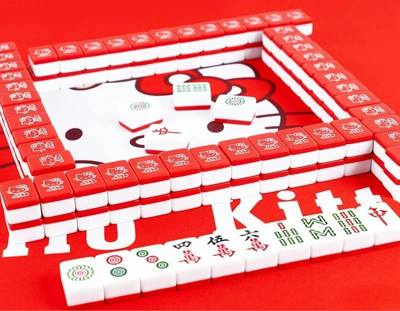 26mm Mini 144pcs Sanrio My Melody Mahjong Set Hello Kitty Portable Travel Mahjong Board Game for Gathering Christmas Gift Toys (hello kitty memory match mahjong)