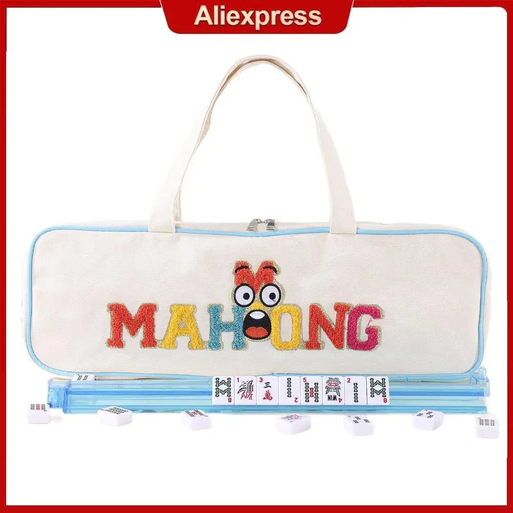 Canvas Waterproof Mahjong Tile Storage Bag with Zipper Mahjong Tiles Carrying Tote for Business Studio Home Travel Adults Teens (mahjong tile storage bag)