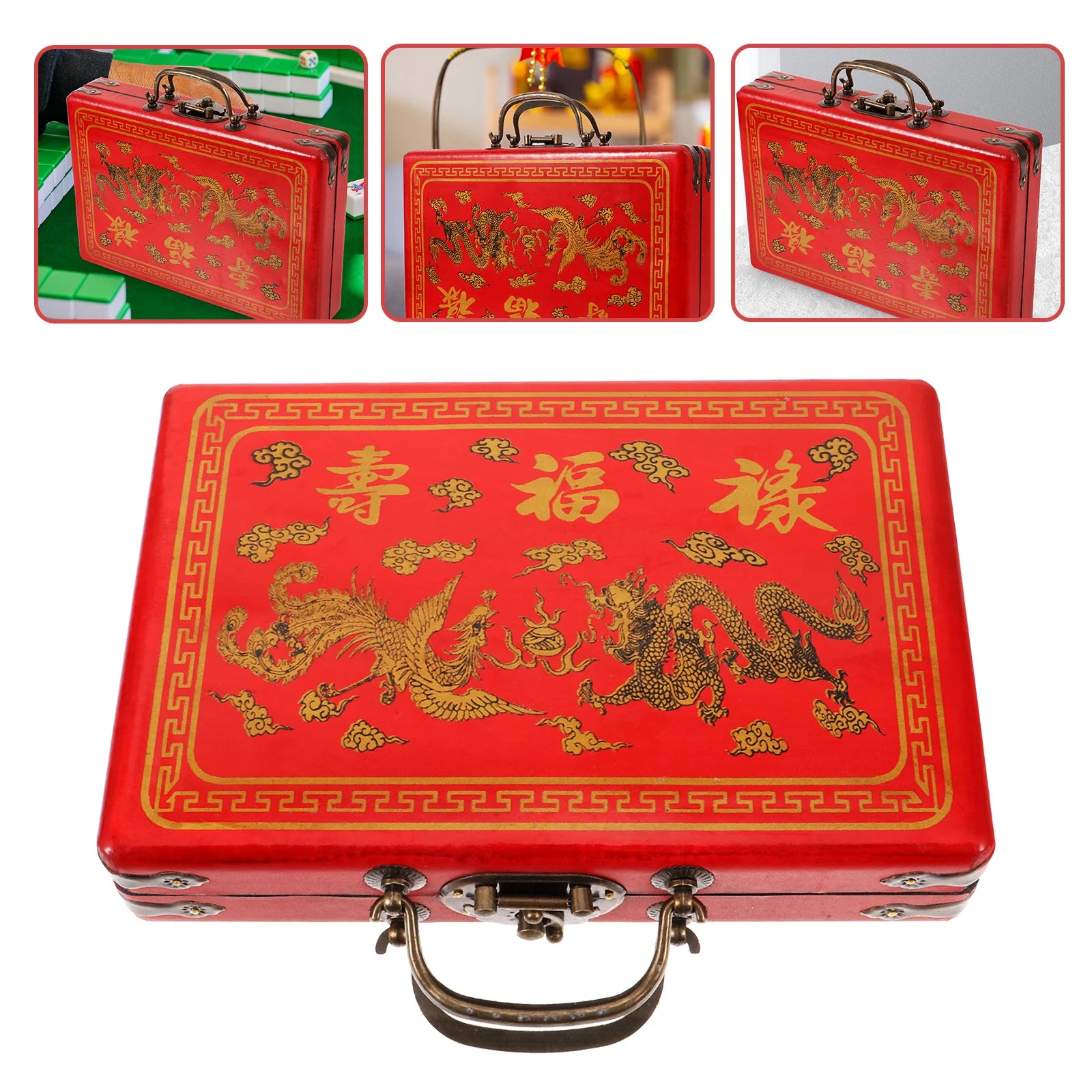 Wooden Mahjong Case, Empty, Rectangular