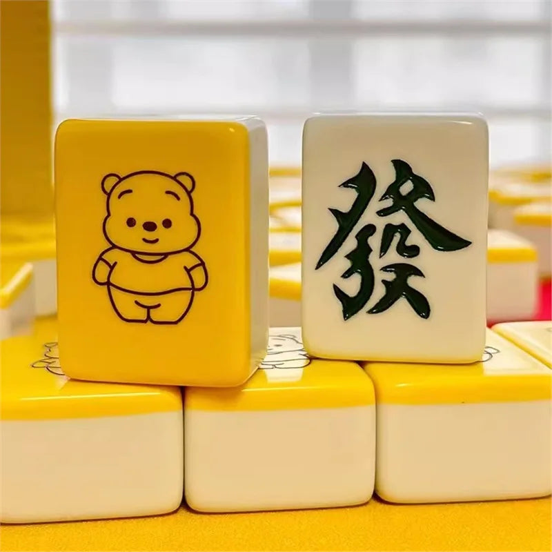Small 26mm Sanrio Melody Mahjong Set with Numbers Kuromi Pochacco Hello Kitty Puzzle Board Game Chess Cards Friends Family Gift (kuromi mahjong set)