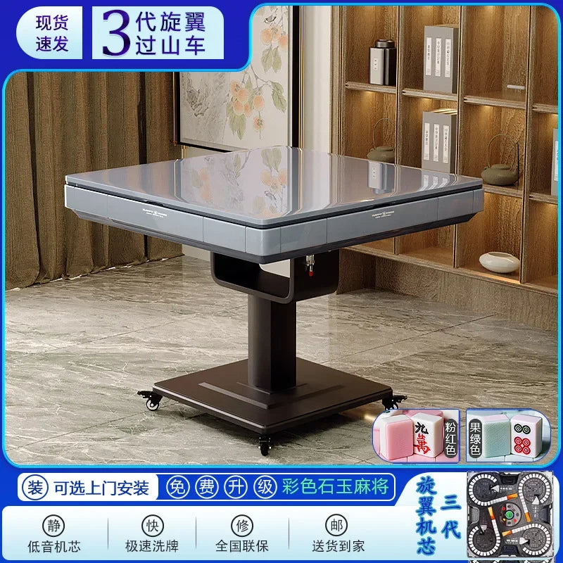 Rotor mahjong machine Fully automatic home roller coaster dining table Dual-purpose folding bass electric mahjong table (mahjong dining table)