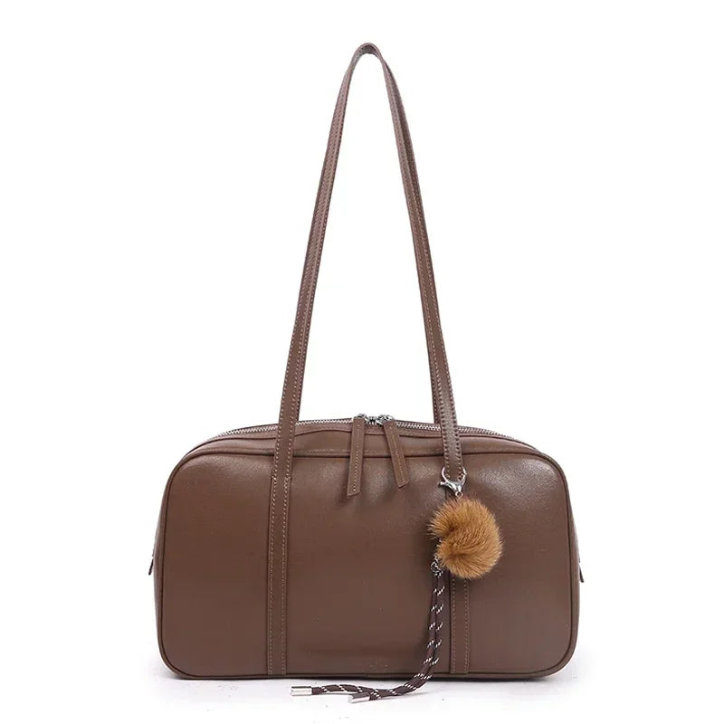 Mahjong Leather Shoulder Bag, 34 cm, Cowhide