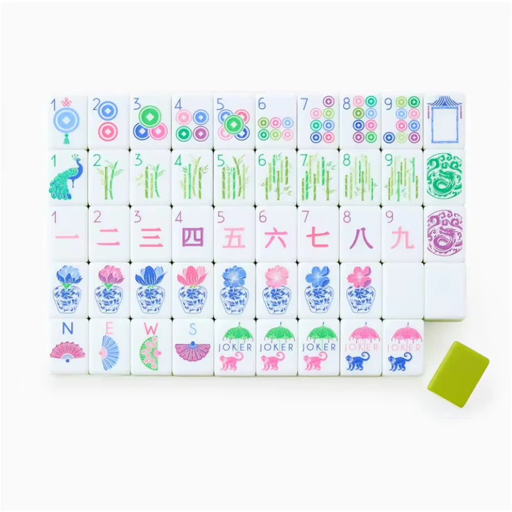 4-Layer Acrylic American Mahjong Tiles 160pcs Apple Green Hand-Rubbed Mahjong Portable Travel Board Game Set for Party Adults (apple green mahjong tiles)