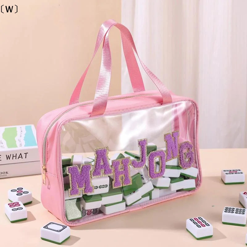 〔W〕Mahjong Tile Bag Waterproof Large Mahjong Tile Holder Portable Organizer Case For Business Studio Home Travel Adults Teens (mahjong tile organizer bag)