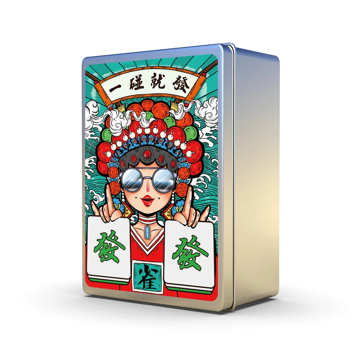 China-Chic Outdoor Mahjong Card Thickened Portable Travel Card Home Mute 144 waterproof Mahjong playing cards (mahjong playing cards)