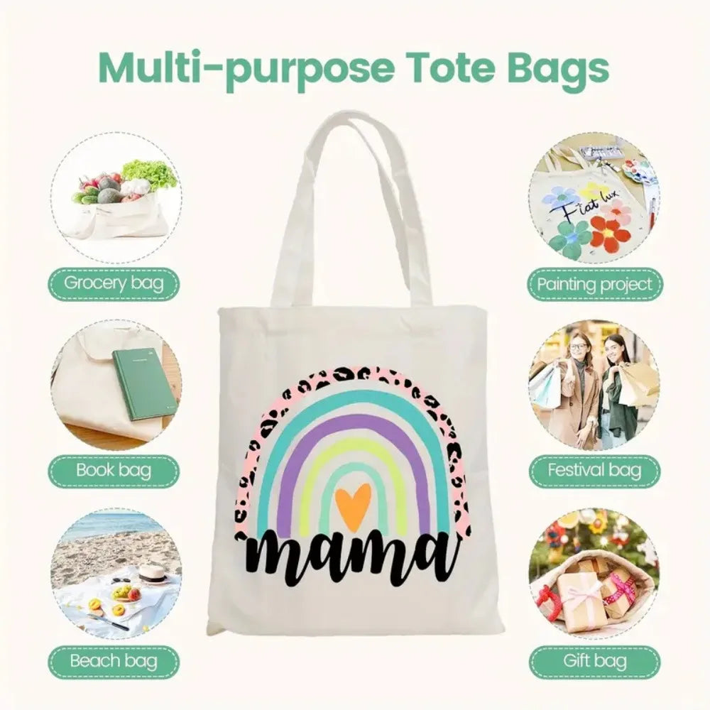 Mahjong Cocktail Tote Bag Versatile Canvas Shoulder Bag for Women Casual Reusable Picnic Beach Shopping Handbag Minimalist White (mahjong leather shoulder bag)