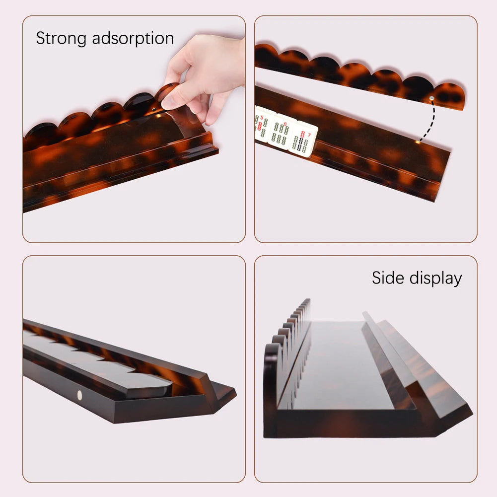 Tortoise-Shell Acrylic Mahjong Rack With Fully Detachable Magnetic Pushers Family Game Night Fun（Product Is Sold Separately） (mahjong rack detachable pusher)