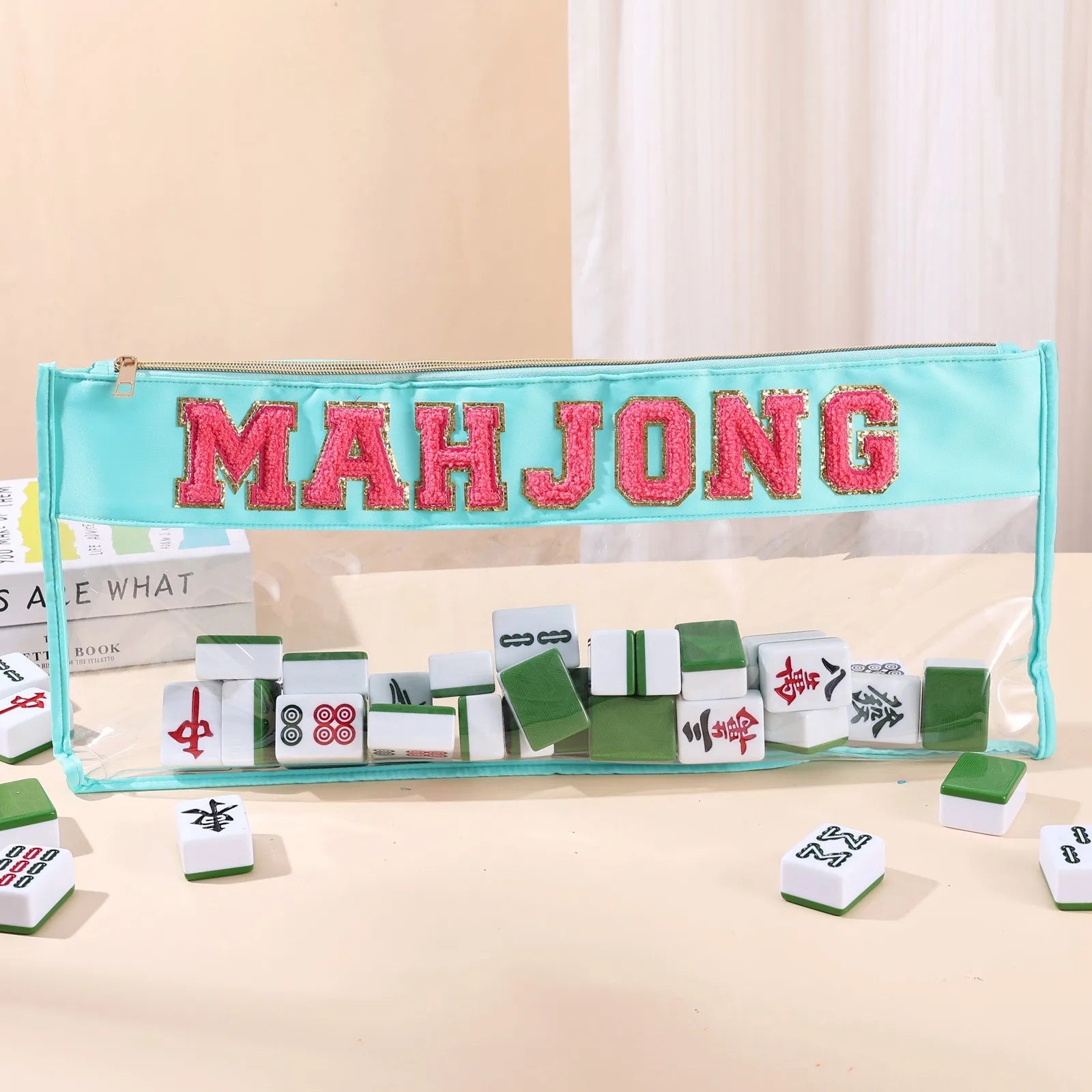 Custom American Crystal Emerald Luxury Mahjong Tiles Durable Water Resistant Game Gift for Singapore Japan Malaysia (emerald mahjong tiles)