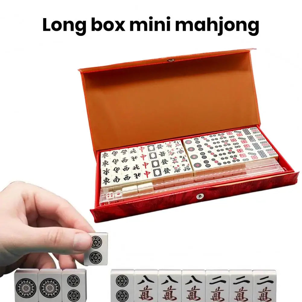Portable Travel Mahjong Game Portable Mini Mahjong Game Set for Travel Home Parties Lightweight Classic Chinese Mahjong for Fun (portable travel mahjong game)