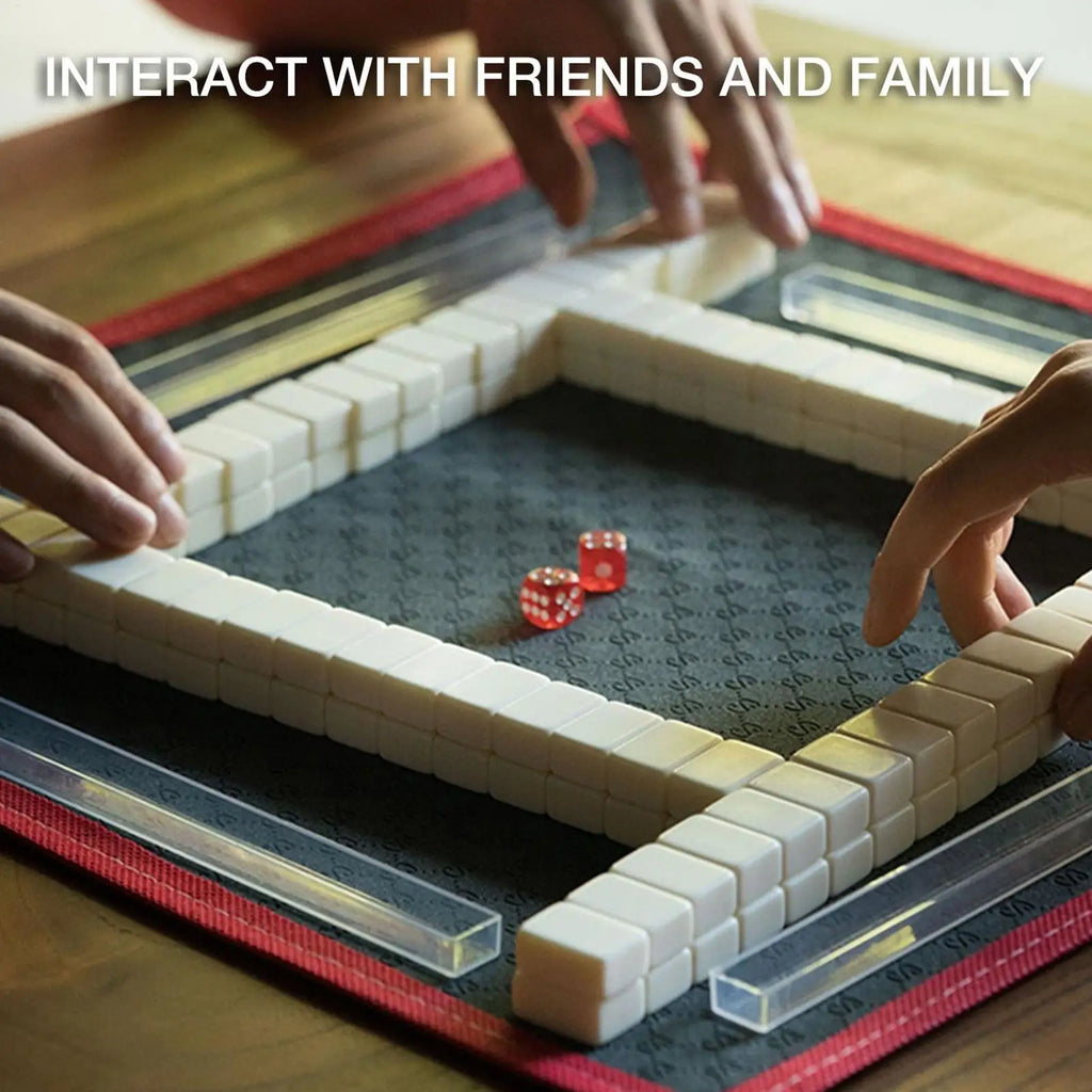 144pcs Mahjong Set Complete Tiles with 4 Racks Travel & Home Game for Family Gathering Party Entertain Portable Mini Mahjong (mahjong set with racks)