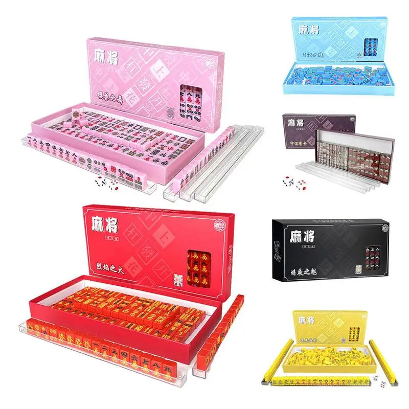 Small Mahjong Set Portable Mahjong Board Games For Adults Traditional Chinese Mahjong Tiles Outdoor Dormitory Travel Game (outdoor mahjong set)