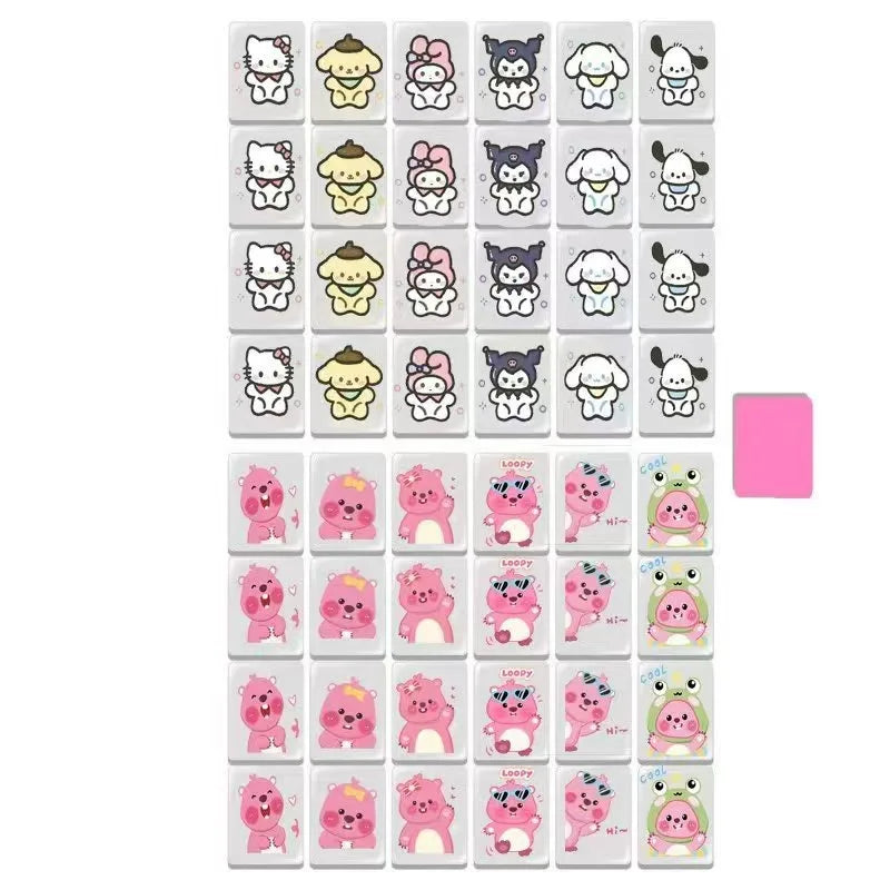 Sanrio Mini Kid Blocks Seaside Escape HelloKitty Mahjong Set Memory Matching Game Party Family Board Game Educational Puzzle Toy (mahjong puzzle game)
