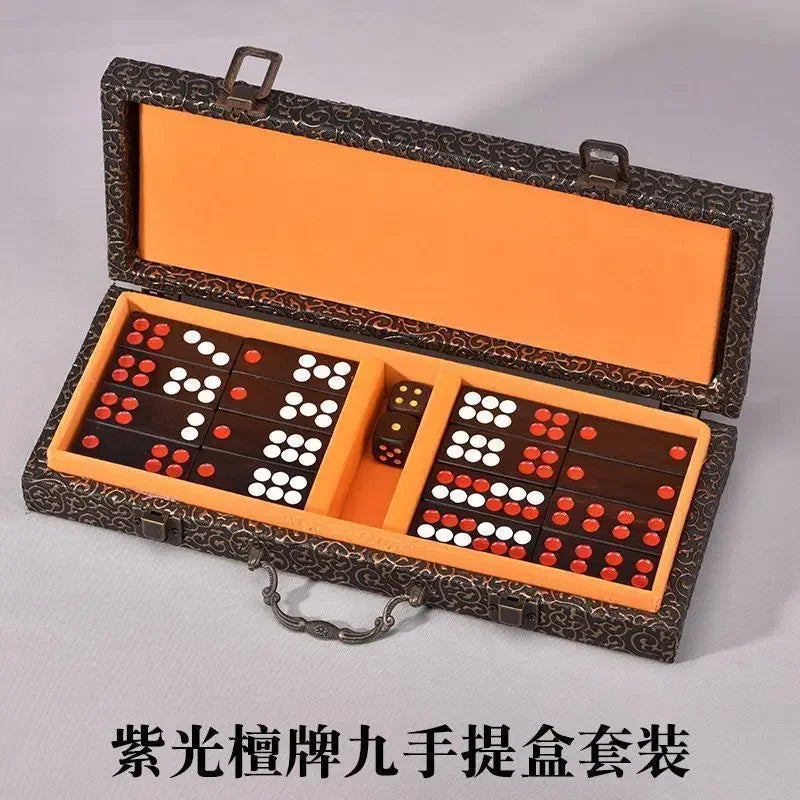 Blood sandalwood Chinese tiles are real mahjong high-end household hand-rubbed large red sandalwood mahjong gifts for (sandalwood mahjong tiles)