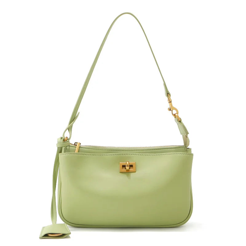 Women's Premium Genuine Leather Underarm Bag Luxury Cowhide Mahjong Bag Versatile Commute Shoulder Crossbody Handbag For Women (mahjong leather handbag)