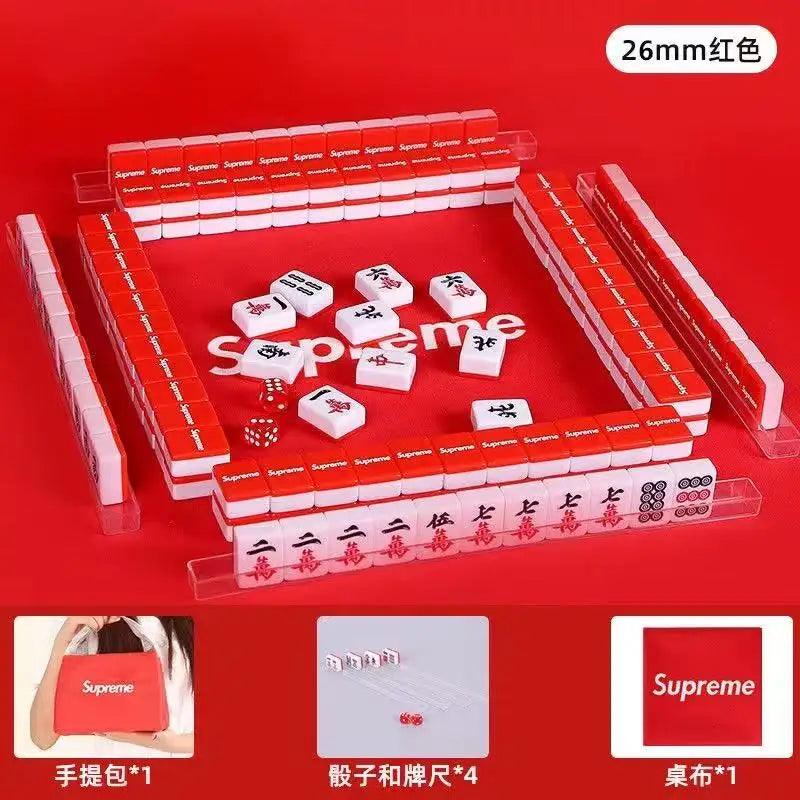 Small 26mm Sanrio Melody Mahjong Set with Numbers Kuromi Pochacco Hello Kitty Puzzle Board Game Chess Cards Friends Family Gift (kuromi mahjong set)