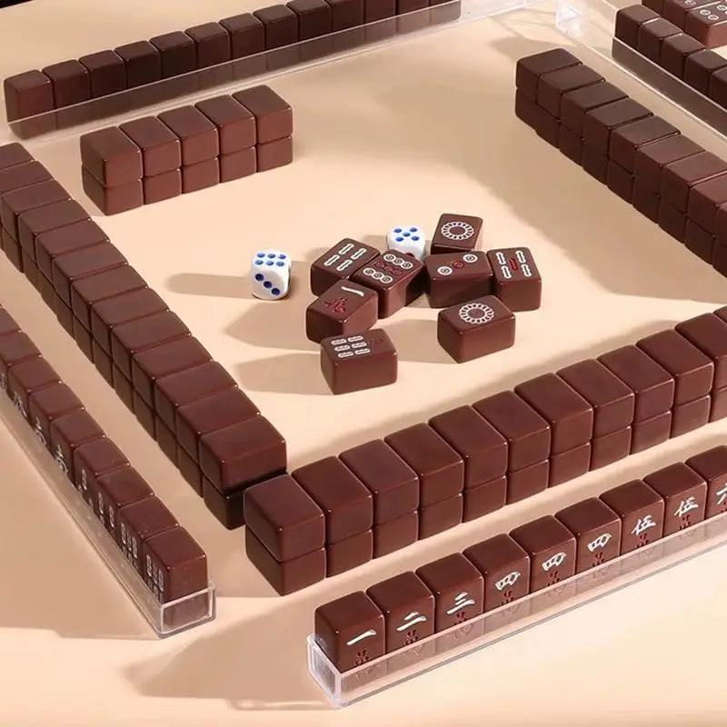 Small Mahjong Set Portable Mahjong Board Games For Adults Traditional Chinese Mahjong Tiles Outdoor Dormitory Travel Game (outdoor mahjong set)