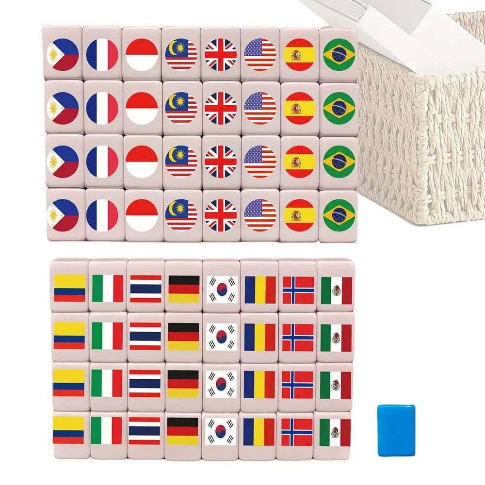 Mahjong Tile Set Portable Mah Jongg Toy Football Pattern Games Blocks Tiles For Men Women Youth Teens Daughter Family Friends (parent child mahjong toy)