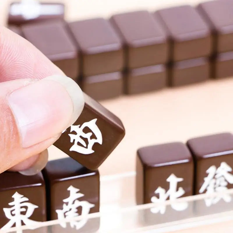Small Mahjong Set Portable Mahjong Board Games For Adults Traditional Chinese Mahjong Tiles Outdoor Dormitory Travel Game (outdoor mahjong set)