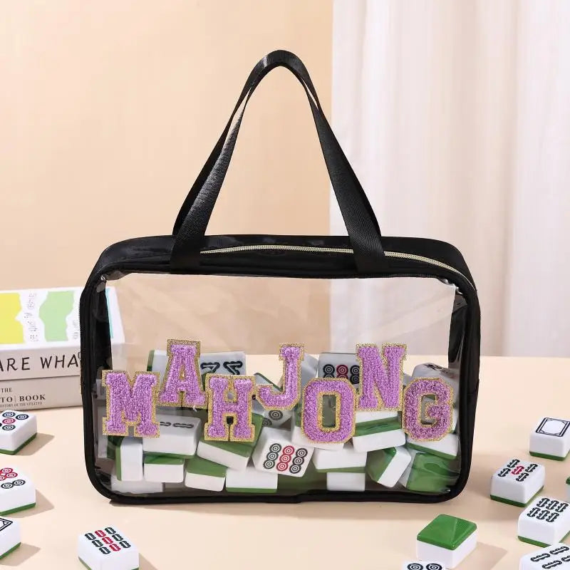 〔W〕Mahjong Tile Bag Waterproof Large Mahjong Tile Holder Portable Organizer Case For Business Studio Home Travel Adults Teens (mahjong tile organizer bag)